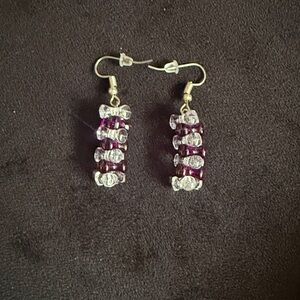 Elegant Silver and Pink Beaded Earrings